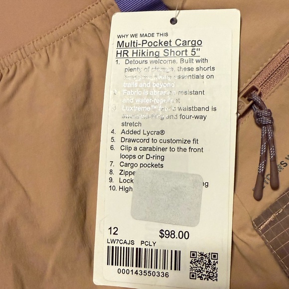 NWT Lululemon hiking shorts size 12 - Picture 6 of 6